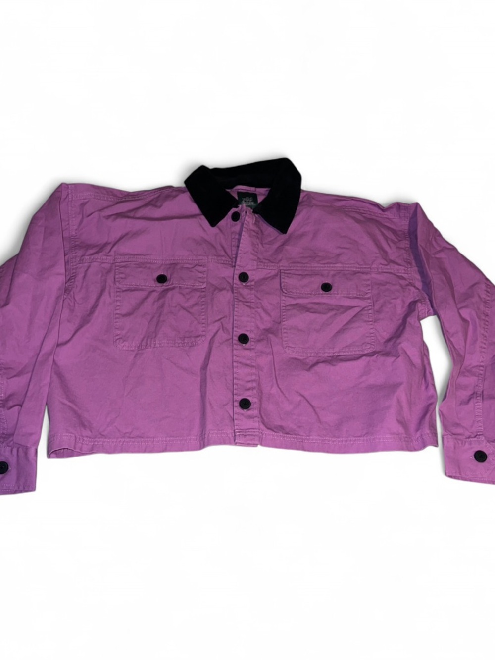 wild fable Purple Cropped Jean Jacket with Black corduroy Collar nwt